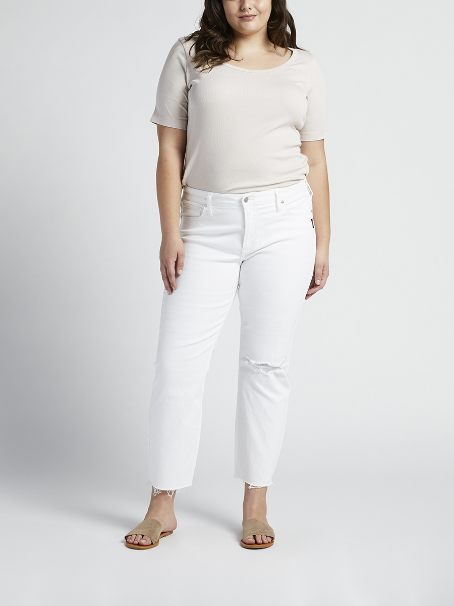 Mid Rise Straight Crop Pants Plus 