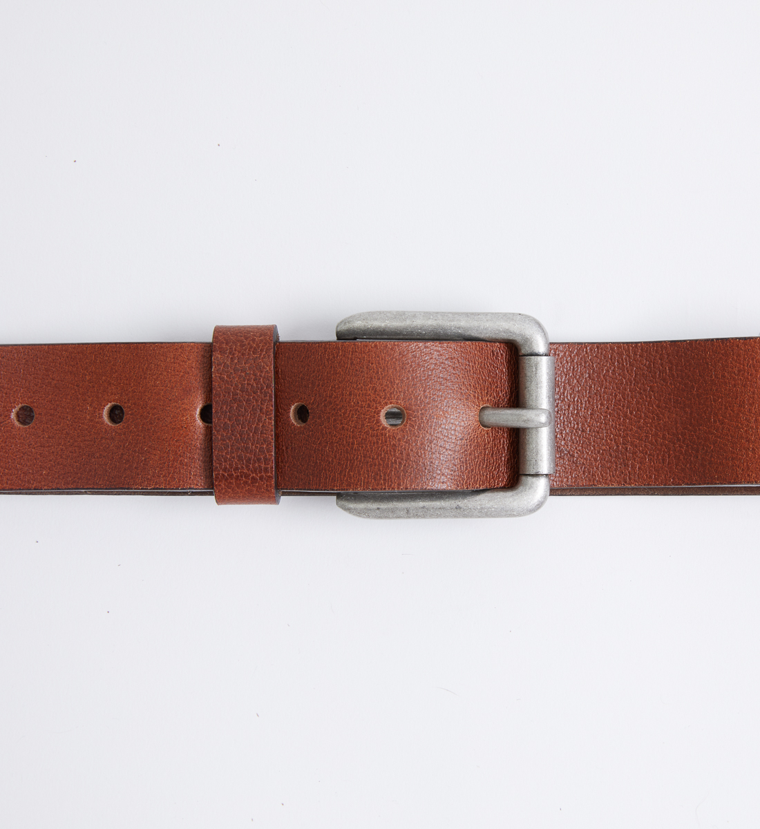 Pebbled Brown Leather Mens Belt