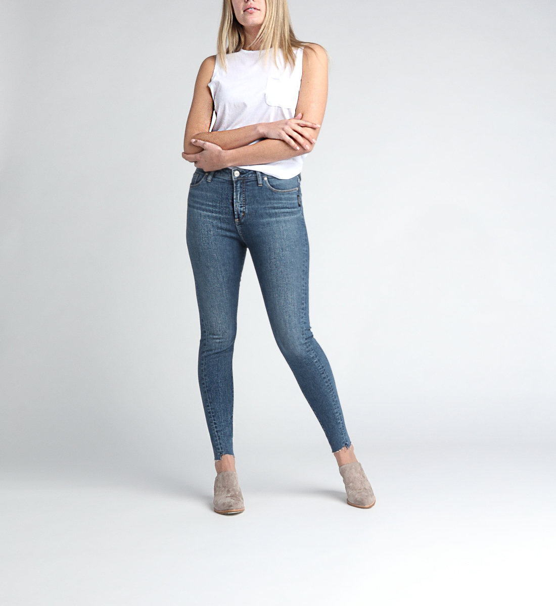 silver high rise jeans