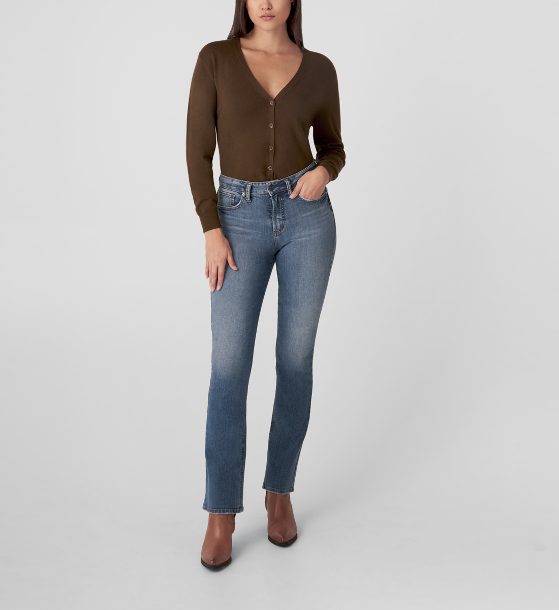 silver avery slim bootcut jeans