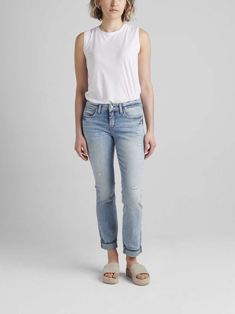 Elyse Mid Rise Straight Leg Jeans 