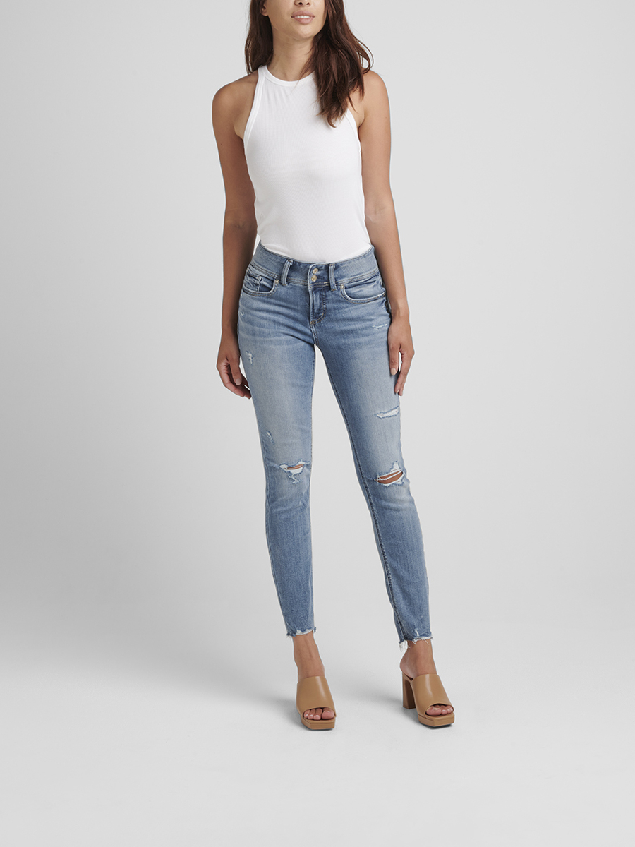 Suki Mid Rise Skinny Jeans - Silver 