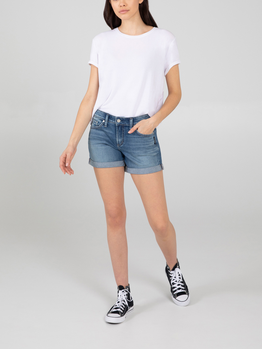 silver boyfriend jean shorts