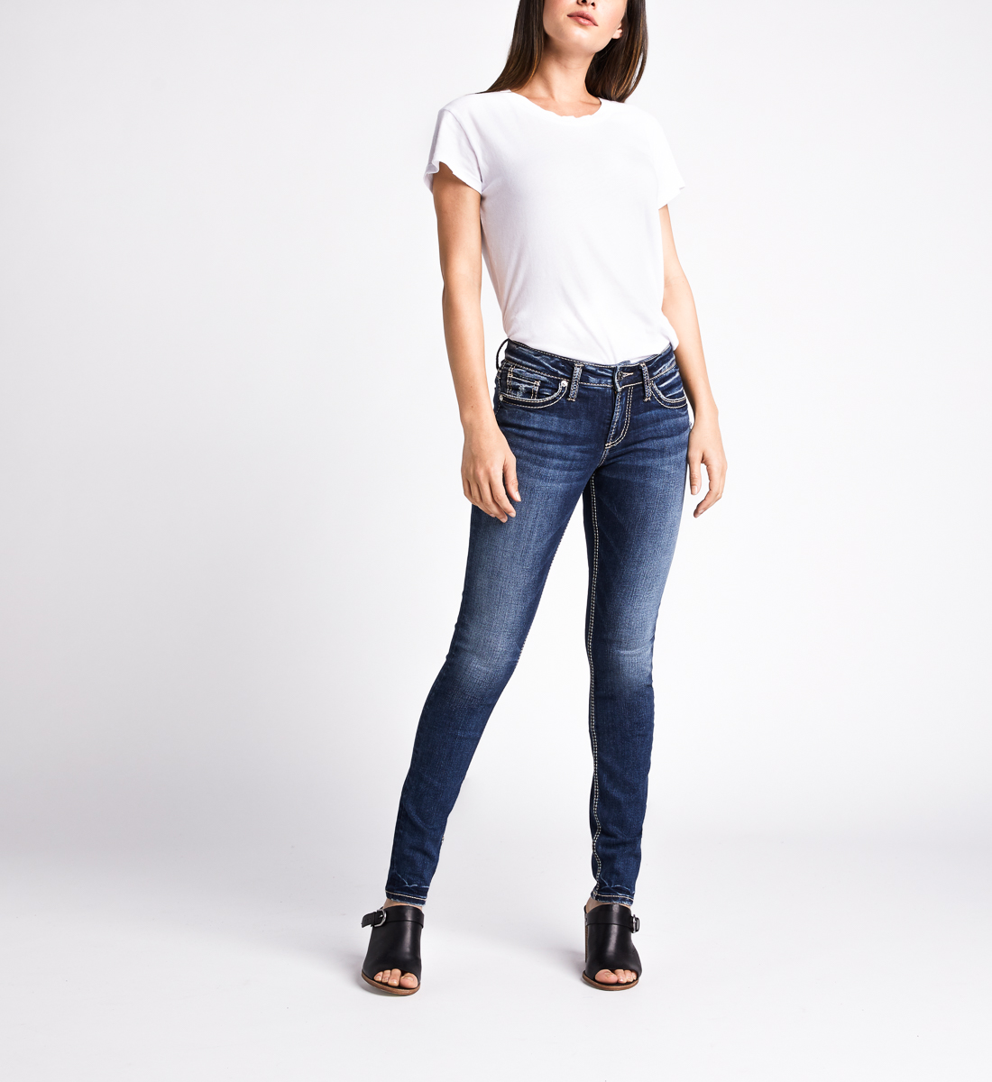 Suki Mid Rise Skinny Leg Jeans - Silver Jeans US