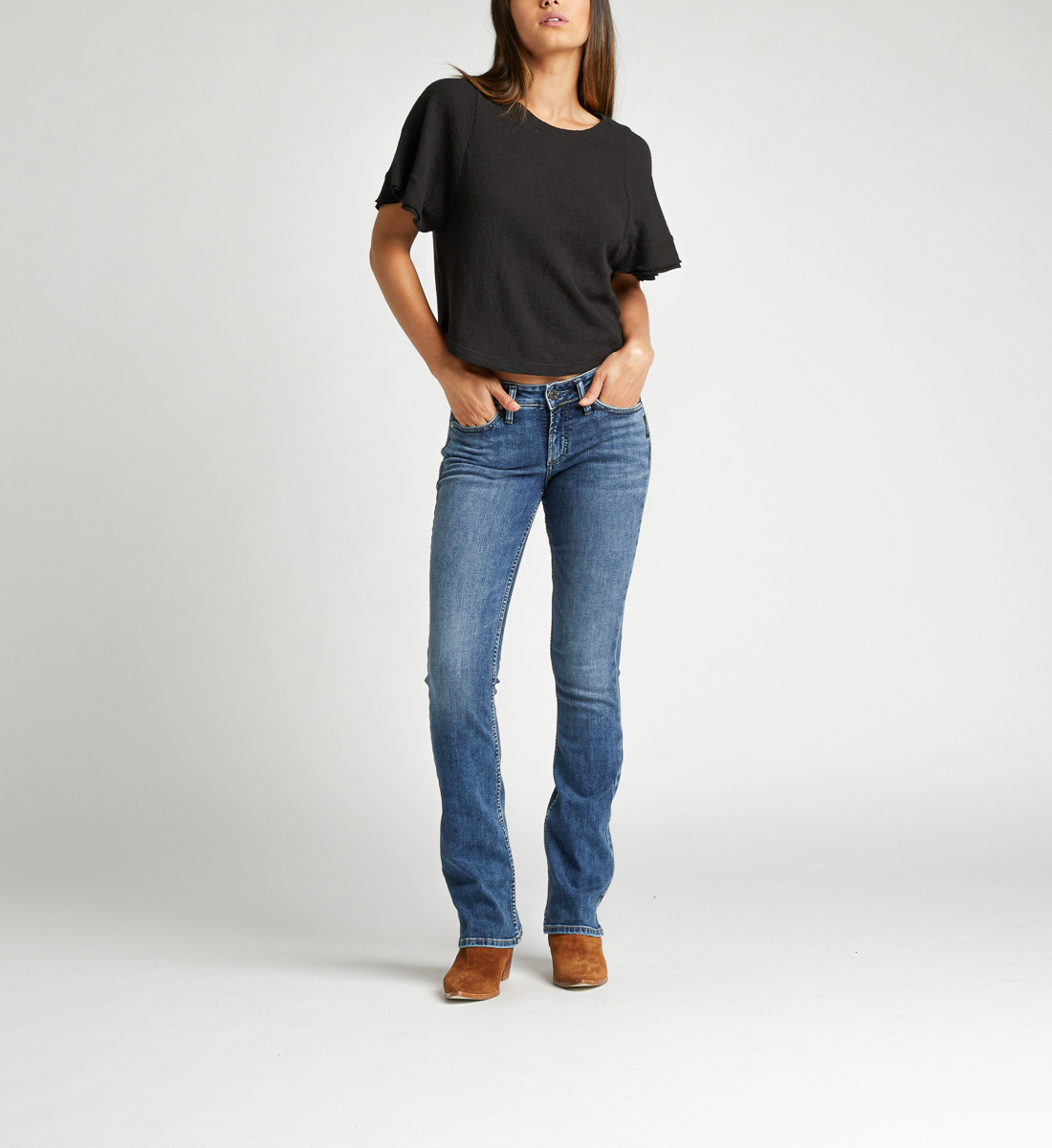 Women's Suki Mid Rise Slim Bootcut Jeans Silver Jeans Co 