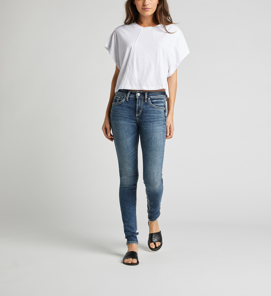 Avery High Rise Skinny Leg Jeans - Silver Jeans US