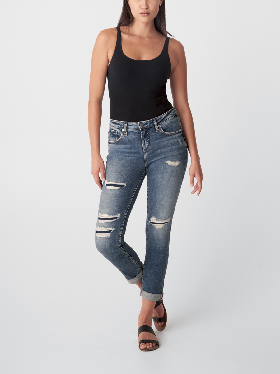 Beau Mid Rise Slim Leg Jeans - Silver 