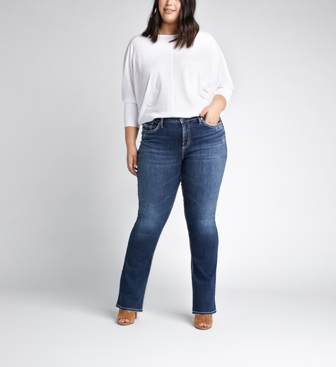 Avery High Rise Slim Bootcut Jeans Plus Size - Silver Jeans US