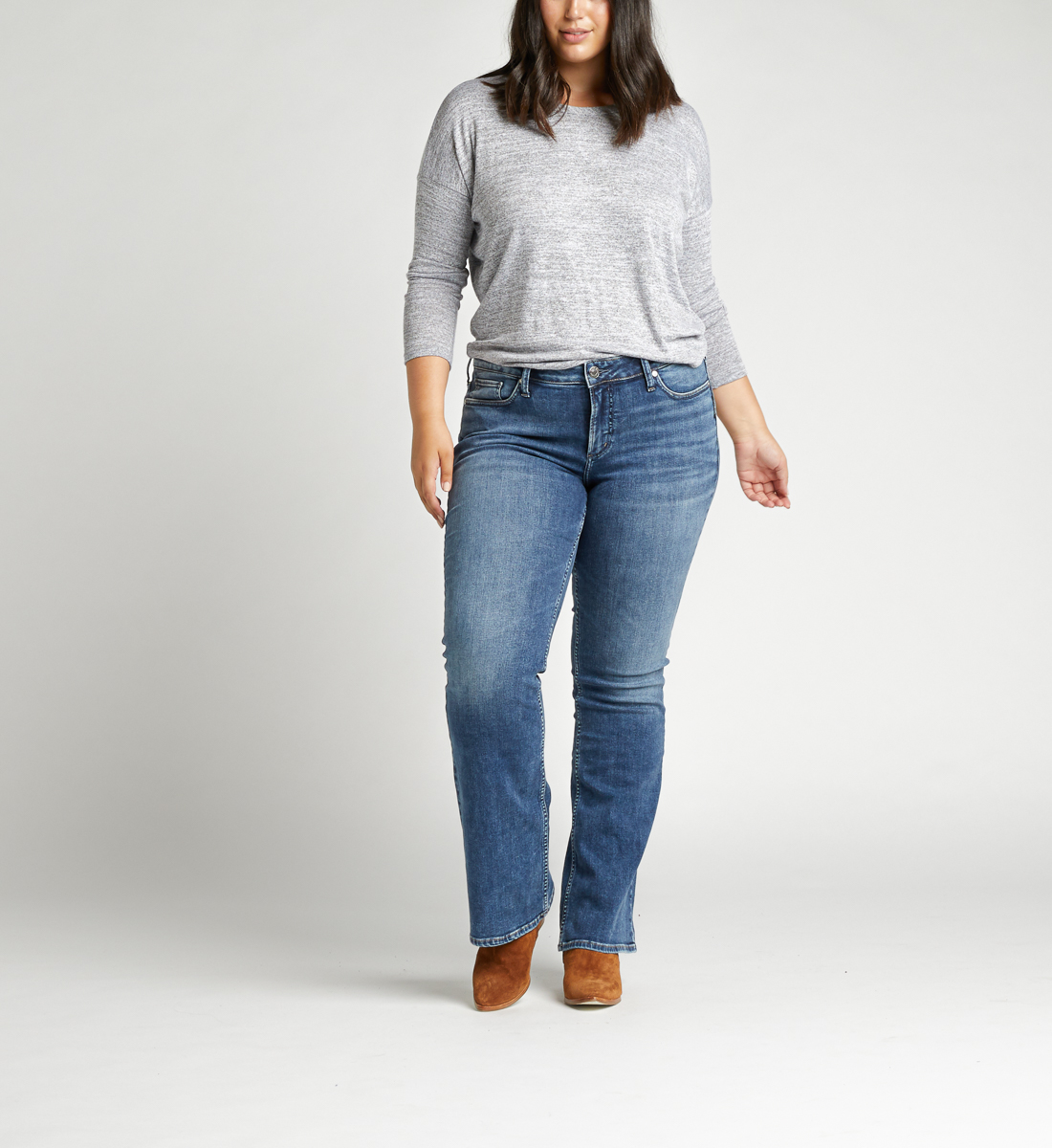 Suki Mid Rise Bootcut Plus Size Jeans - Silver Jeans US