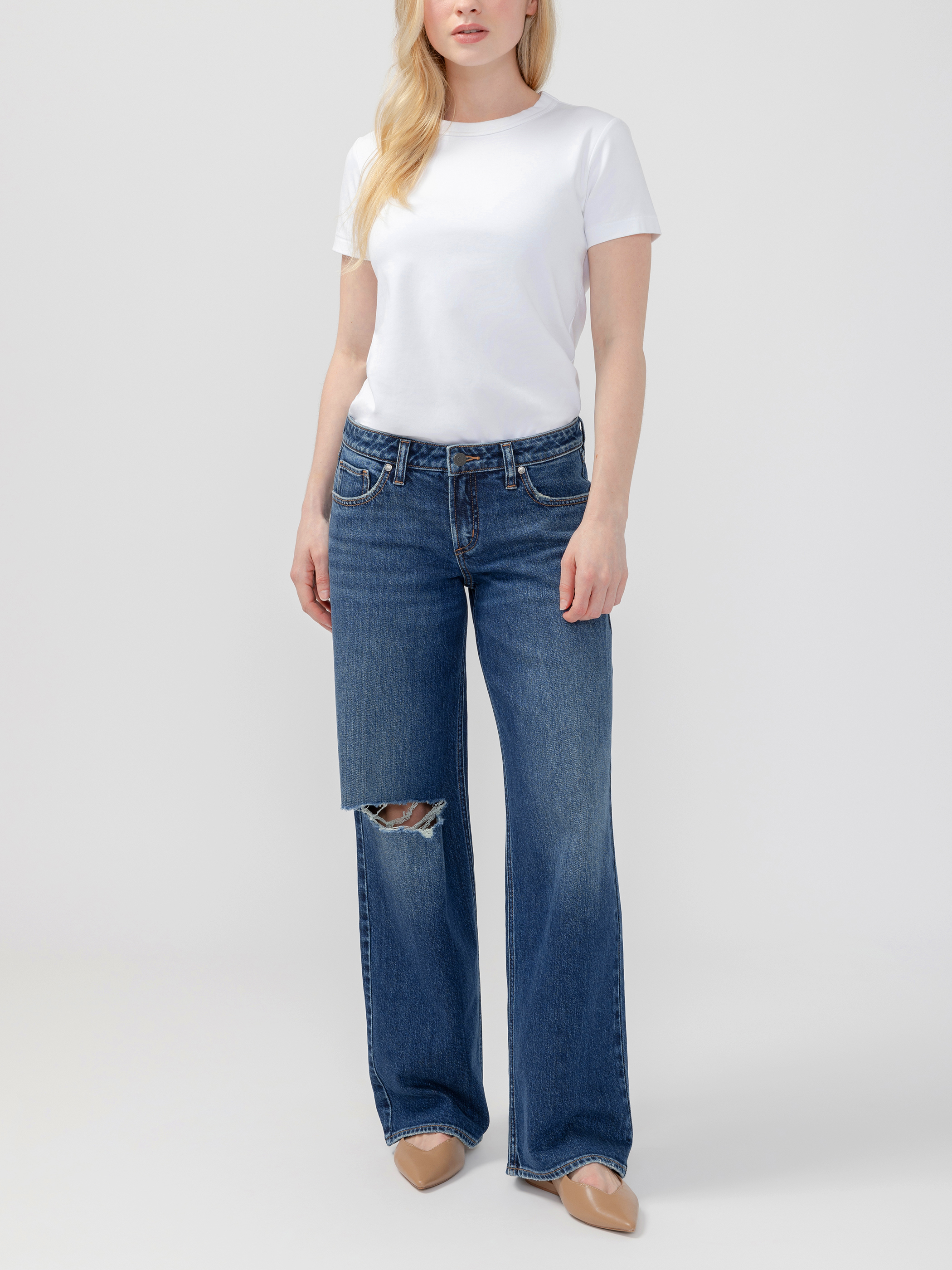 Loose & Low Straight Leg Jeans Petite