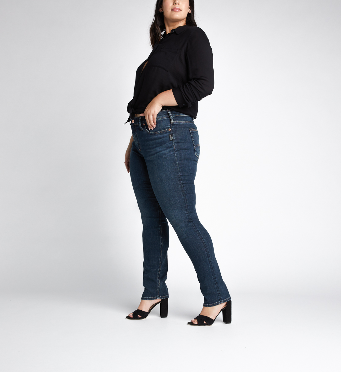 Avery High Rise Straight Leg Jeans Plus Size - Silver Jeans US