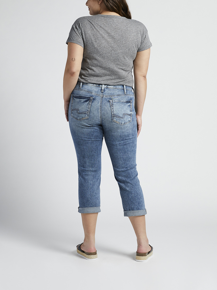 Suki Mid Rise Capri Plus Size - Silver 