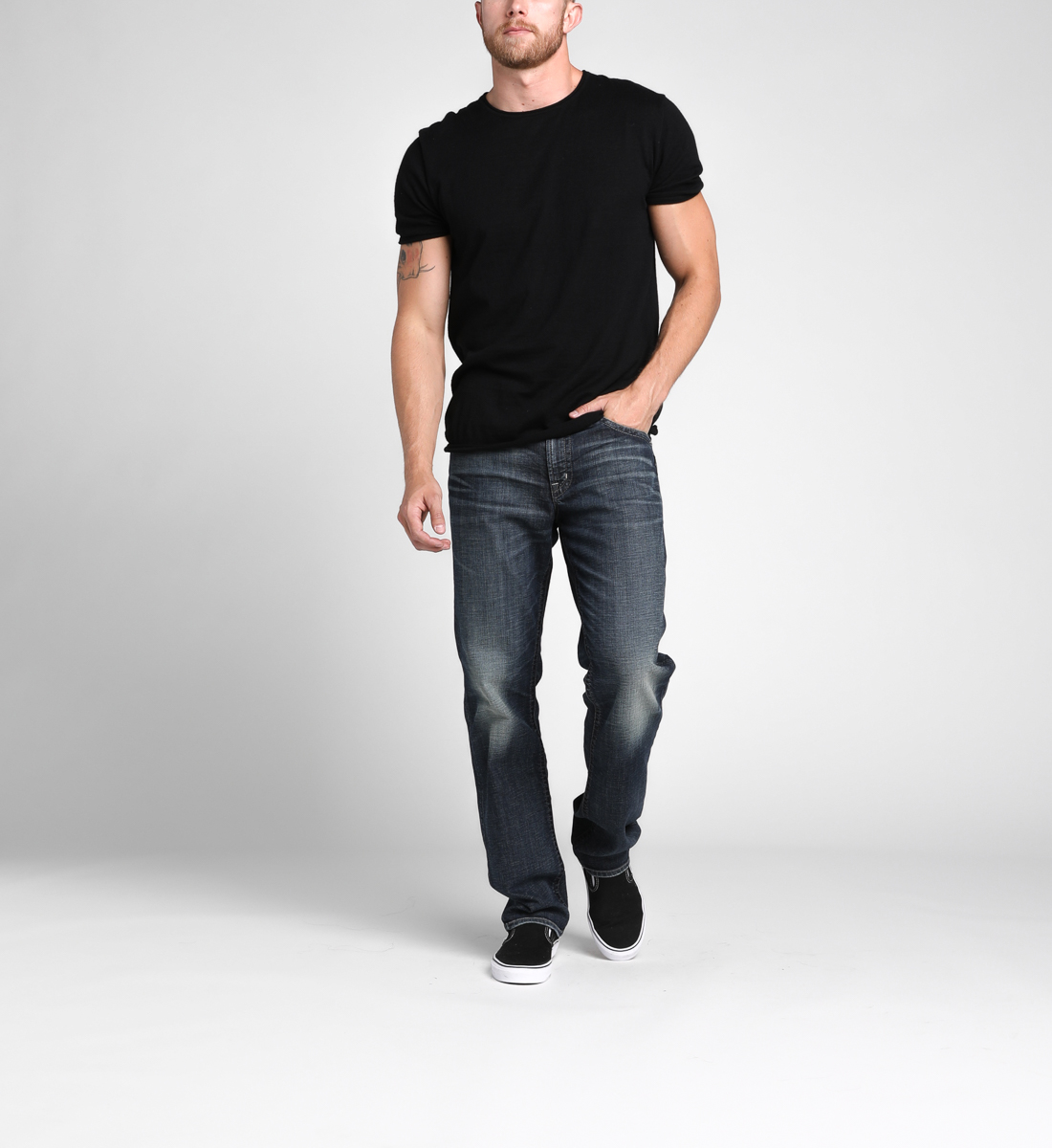 athletic fit tapered jeans