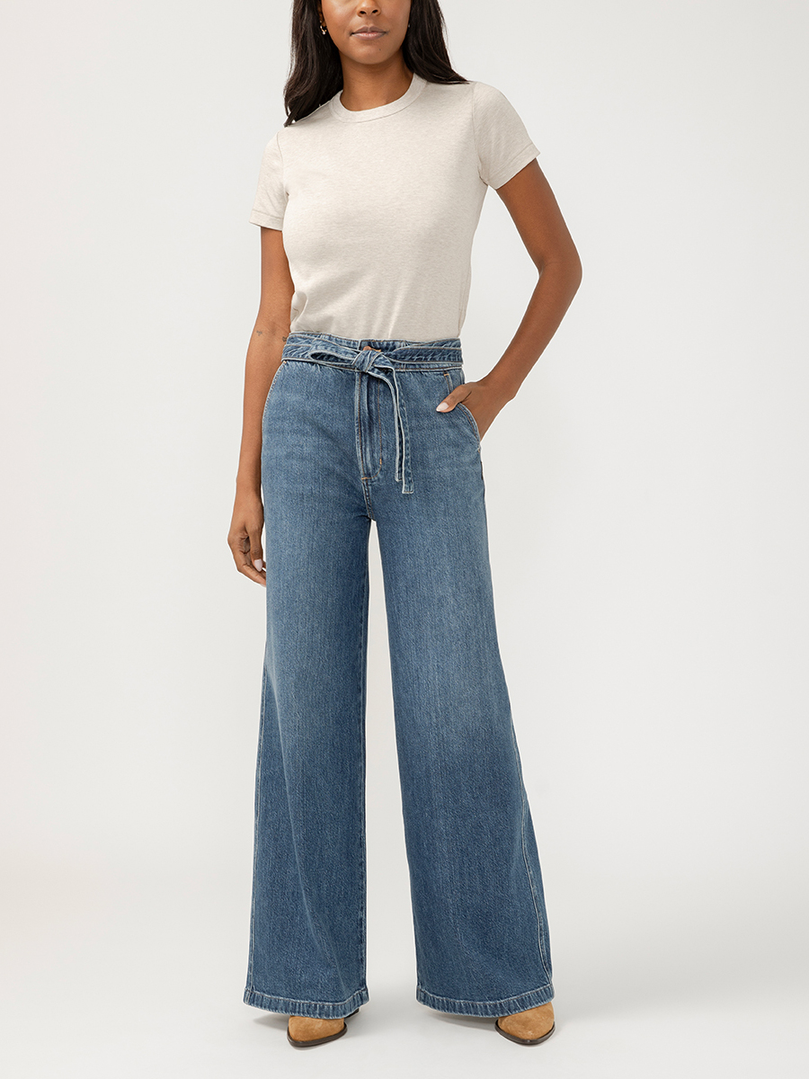 Buy Highly Desirable High Rise Belted Ultra Wide Leg Jeans