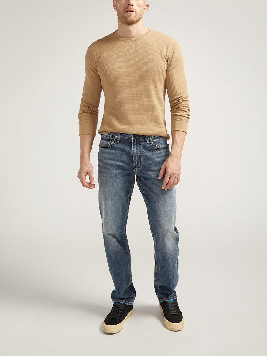 Silver Jeans Co. Eddie Relaxed Fit Tapered Leg Jeans – Big & Tall, Light Indigo Wash, Performance Stretch