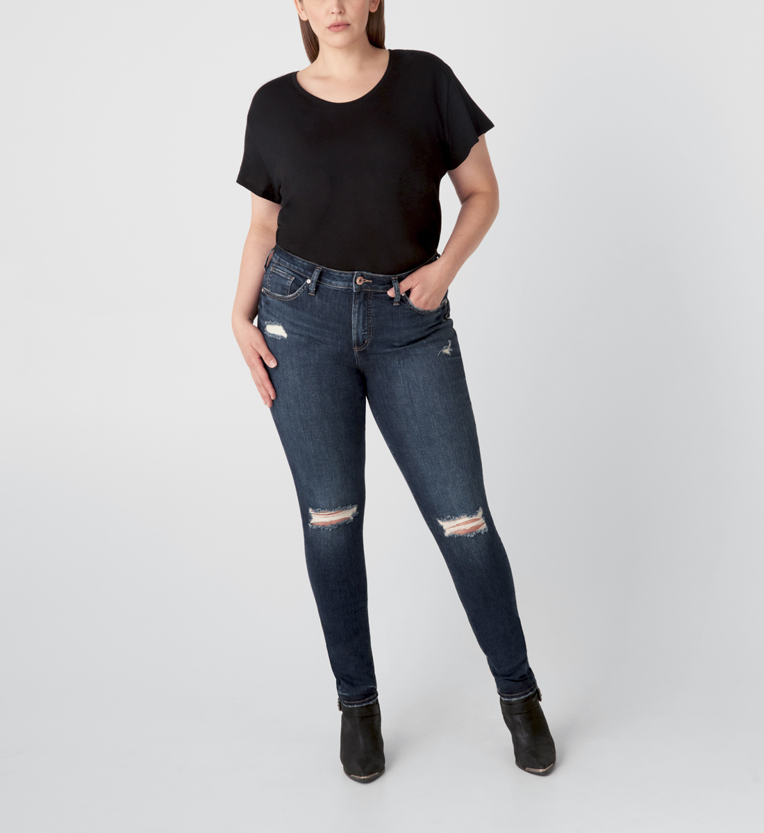 plus size grey skinny jeans