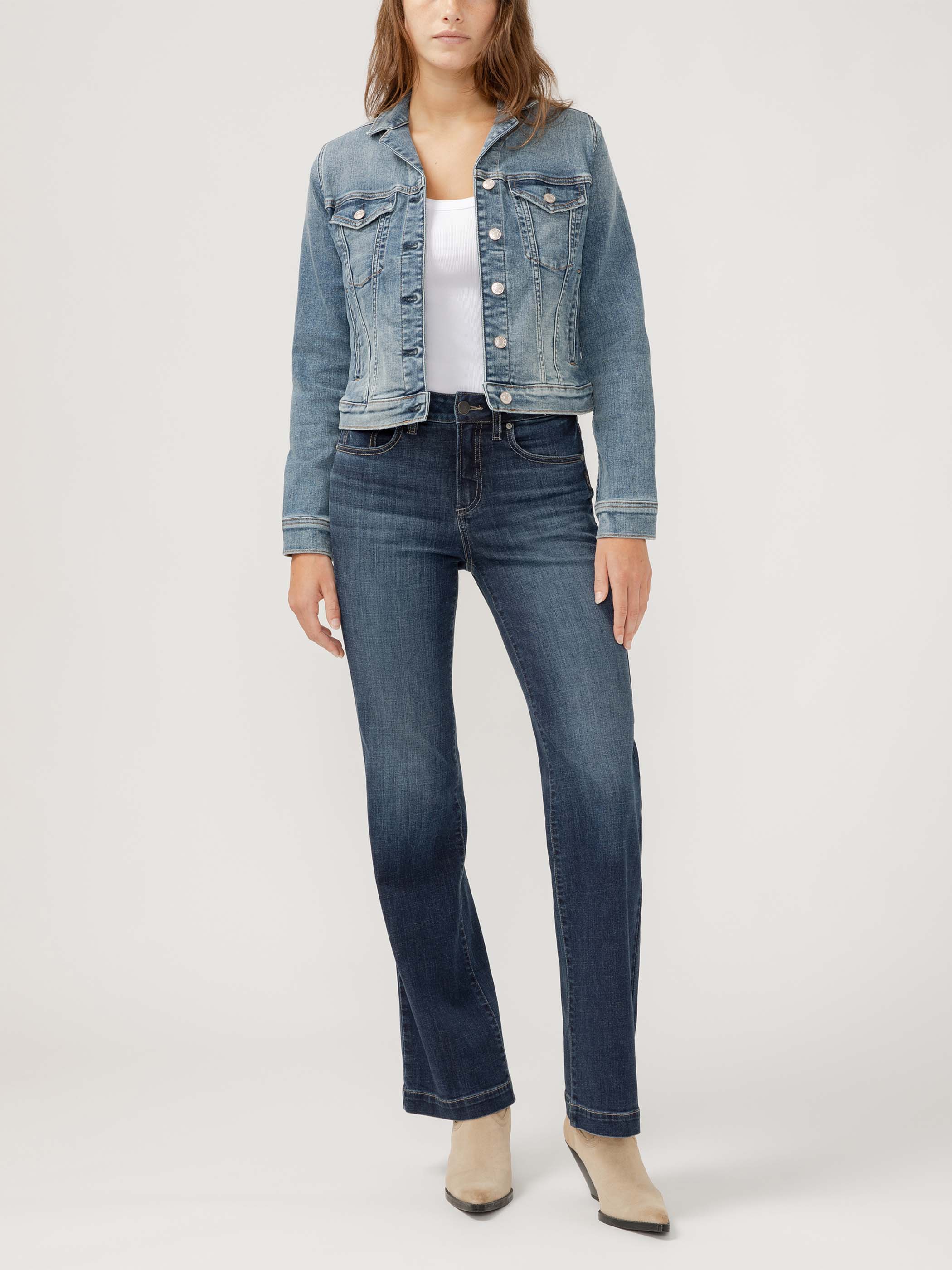 Buy Notched Crop Jean Jacket for USD 33.00 | Silver Jeans