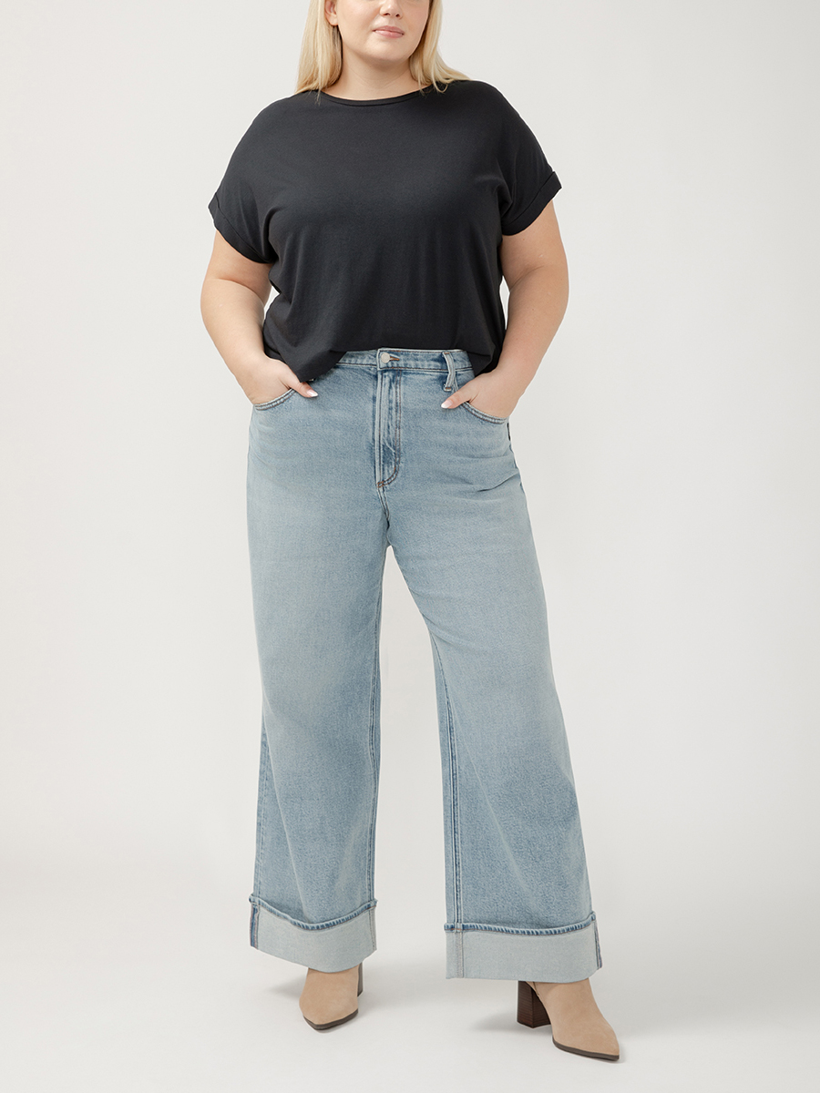 Silver Jeans Co. Women's Plus Size Highly Desirable High Rise Straight Leg Jeans - 90s Vintage Fit