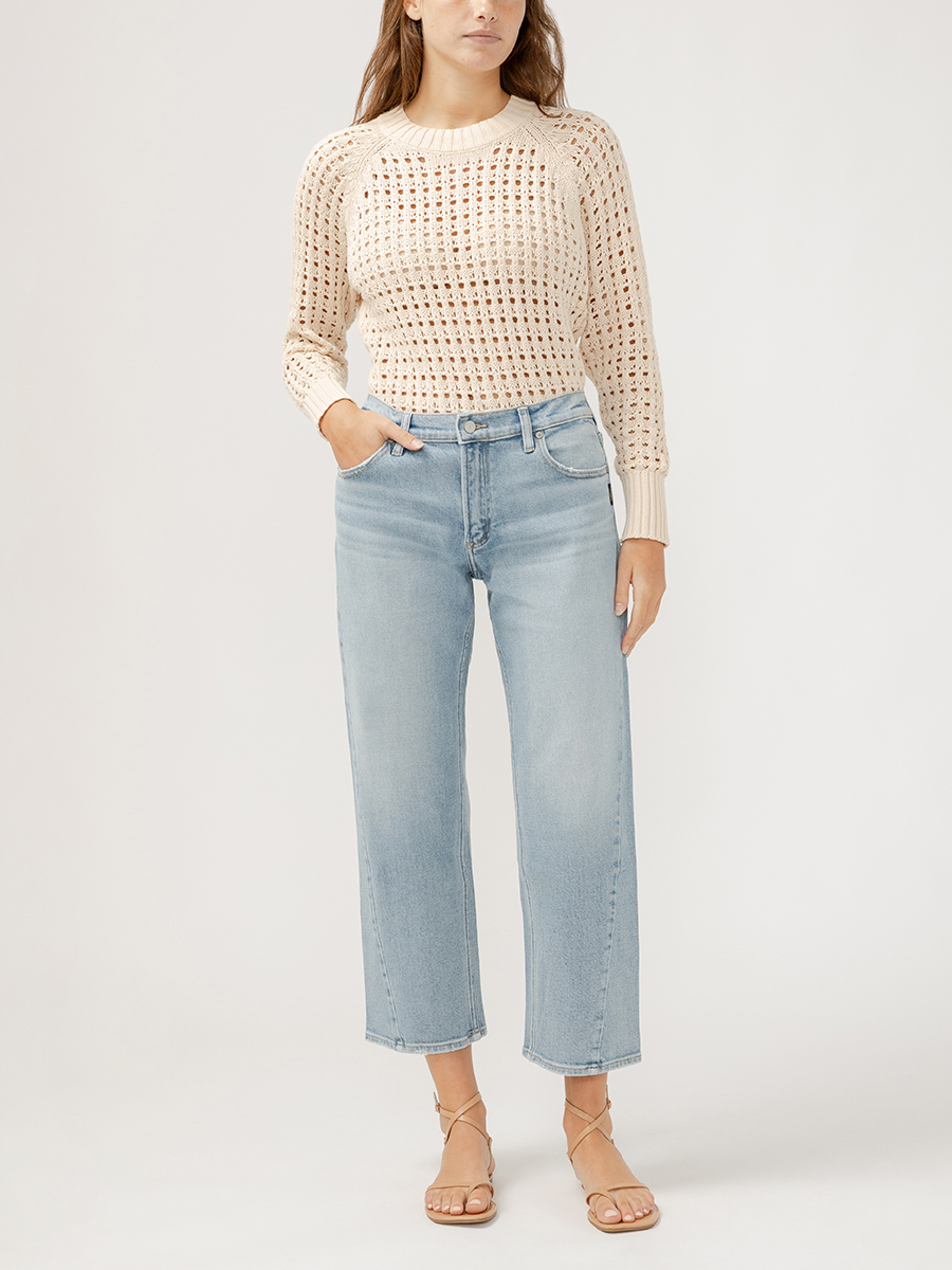 Buy Mid Rise Relaxed Straight Leg Ankle Jeans for USD 88.00
