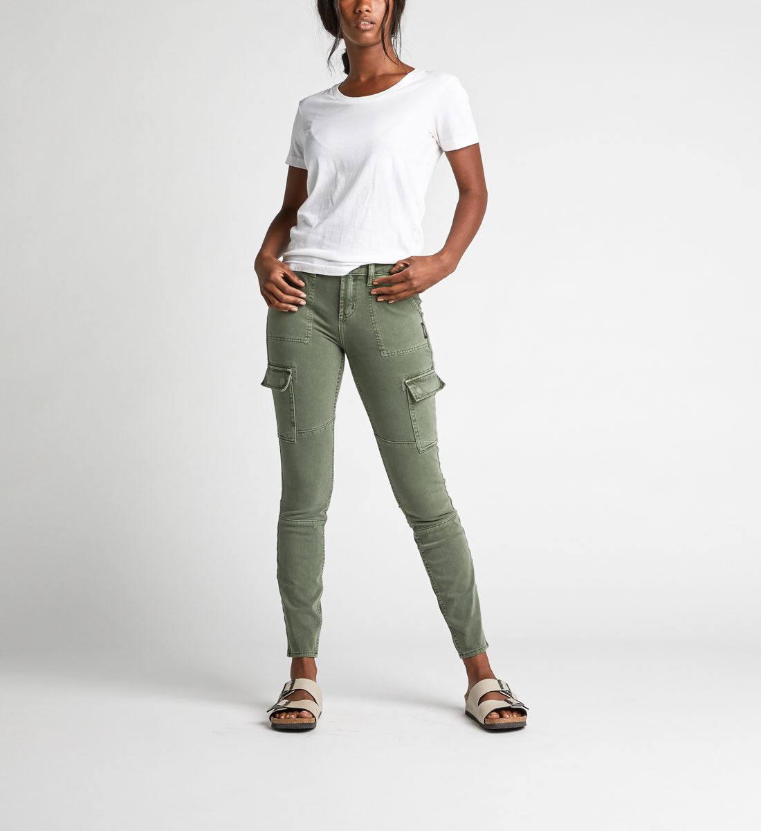 Women's Mid Rise Skinny Cargo Jeans 