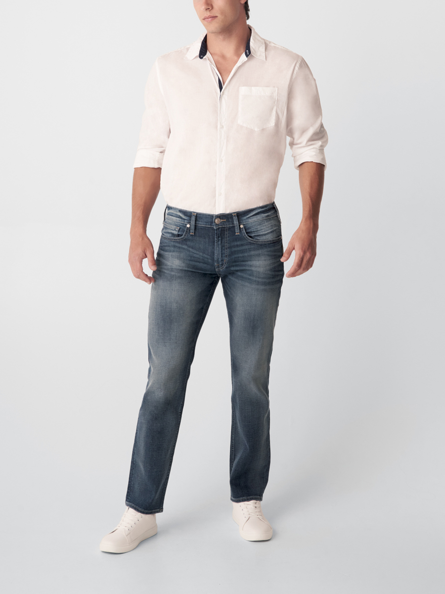 classic fit straight leg jeans