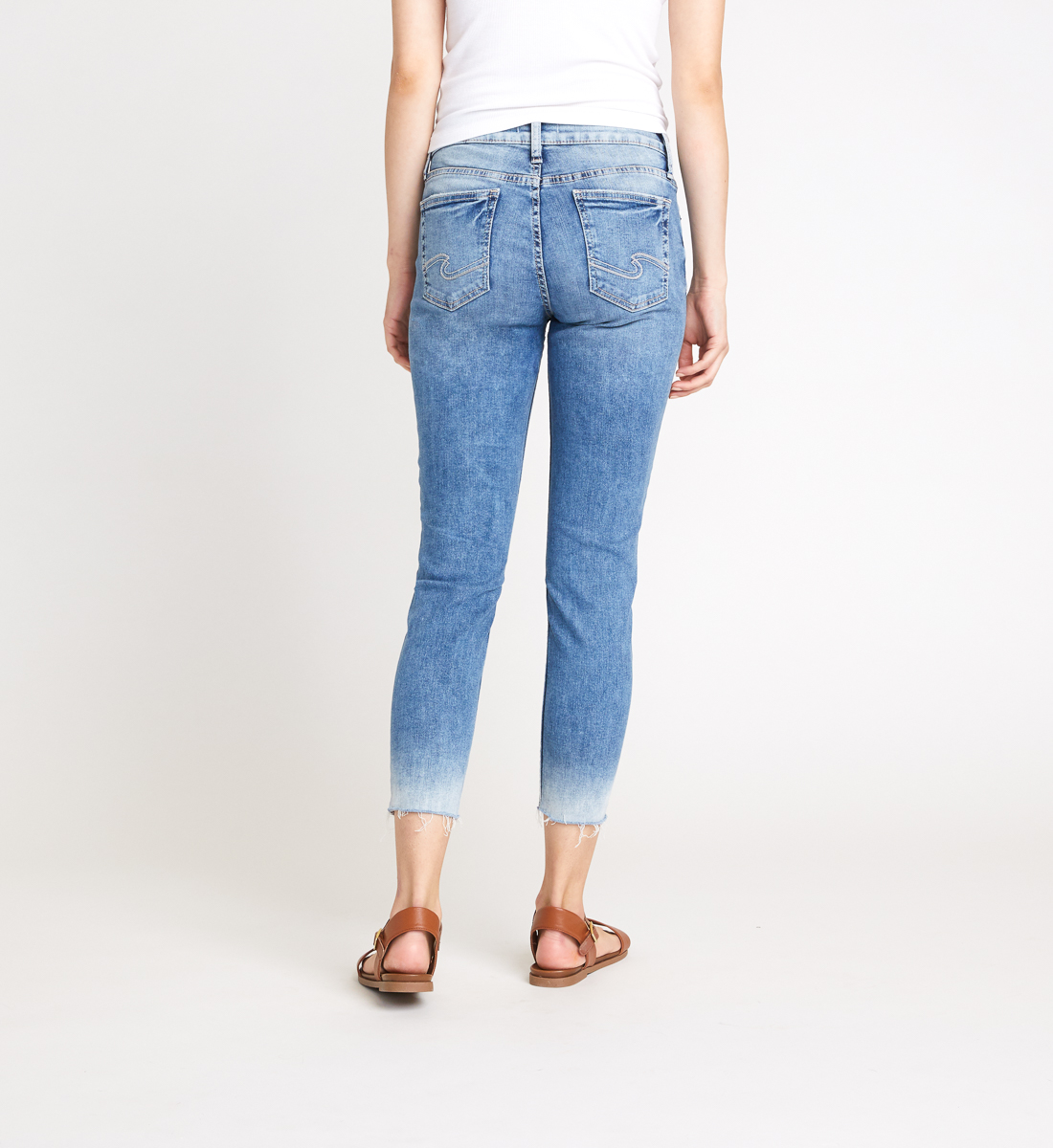 Elyse Mid Rise Skinny Crop Jeans - Silver Jeans US