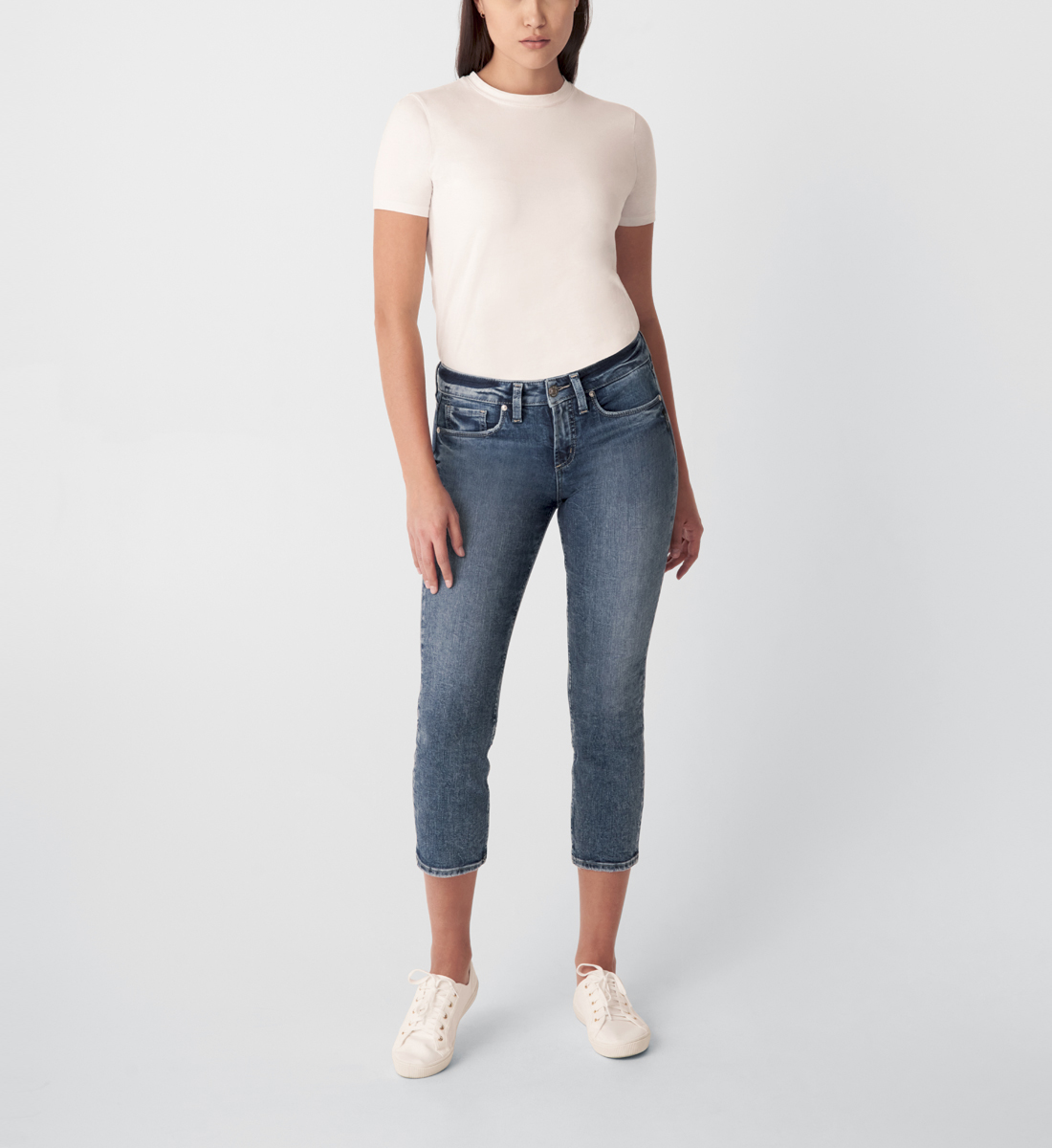 Silver Jeans Suki Mid Rise Straight Crop Jeans