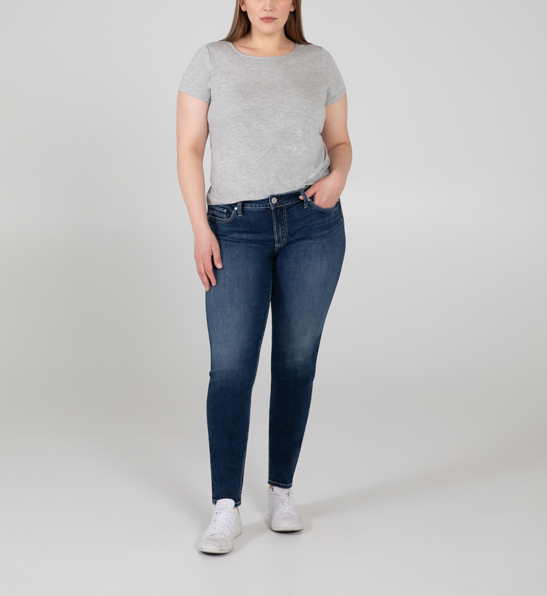 Silver Jeans Elyse Mid Rise Skinny Jeans Plus Size