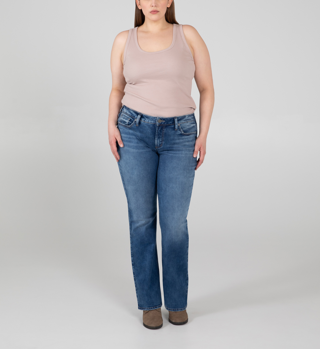 Silver Jeans Elyse Mid Rise Slim Bootcut Jeans Plus Size - Eco-Friendly Fabric